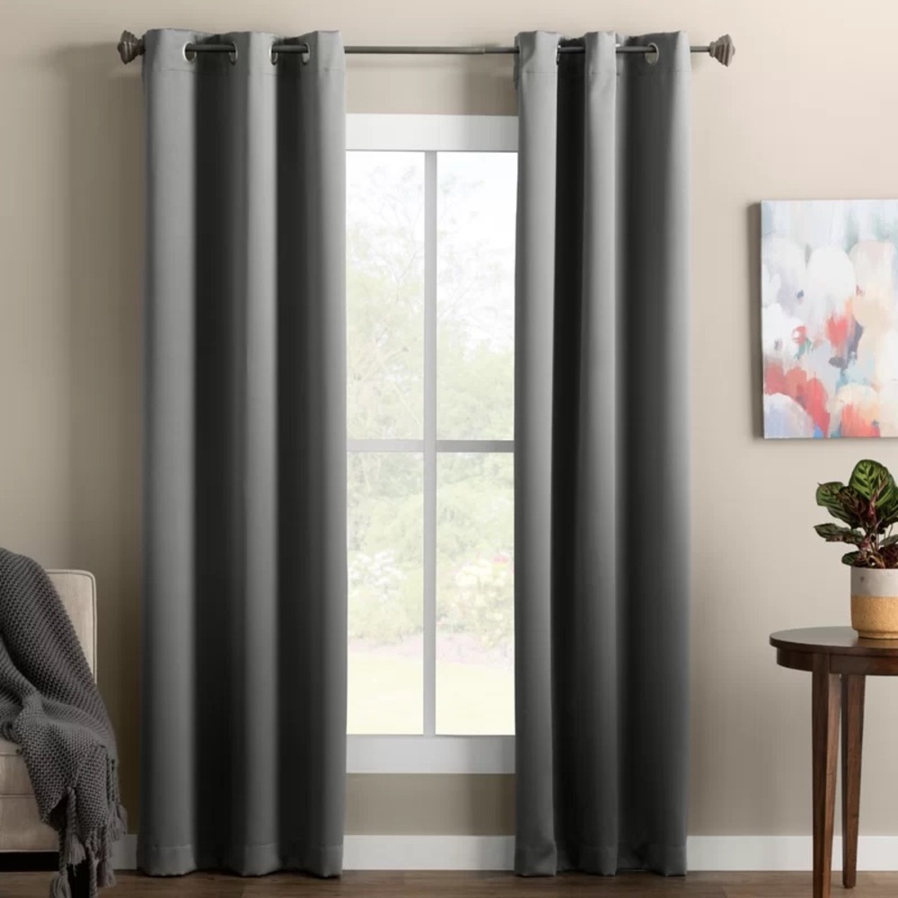 Solid Room Darkening Thermal Grommet Single Curtain Panel